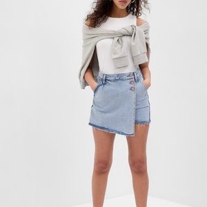 Gap Asymmetrical Denim Mini Skort with Washwell